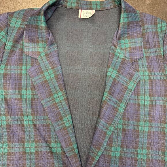 Vintage Cricket Lane Plaid Blazer Jacket Tartan Acadamia Preppy Womens Size L - Picture 7 of 10